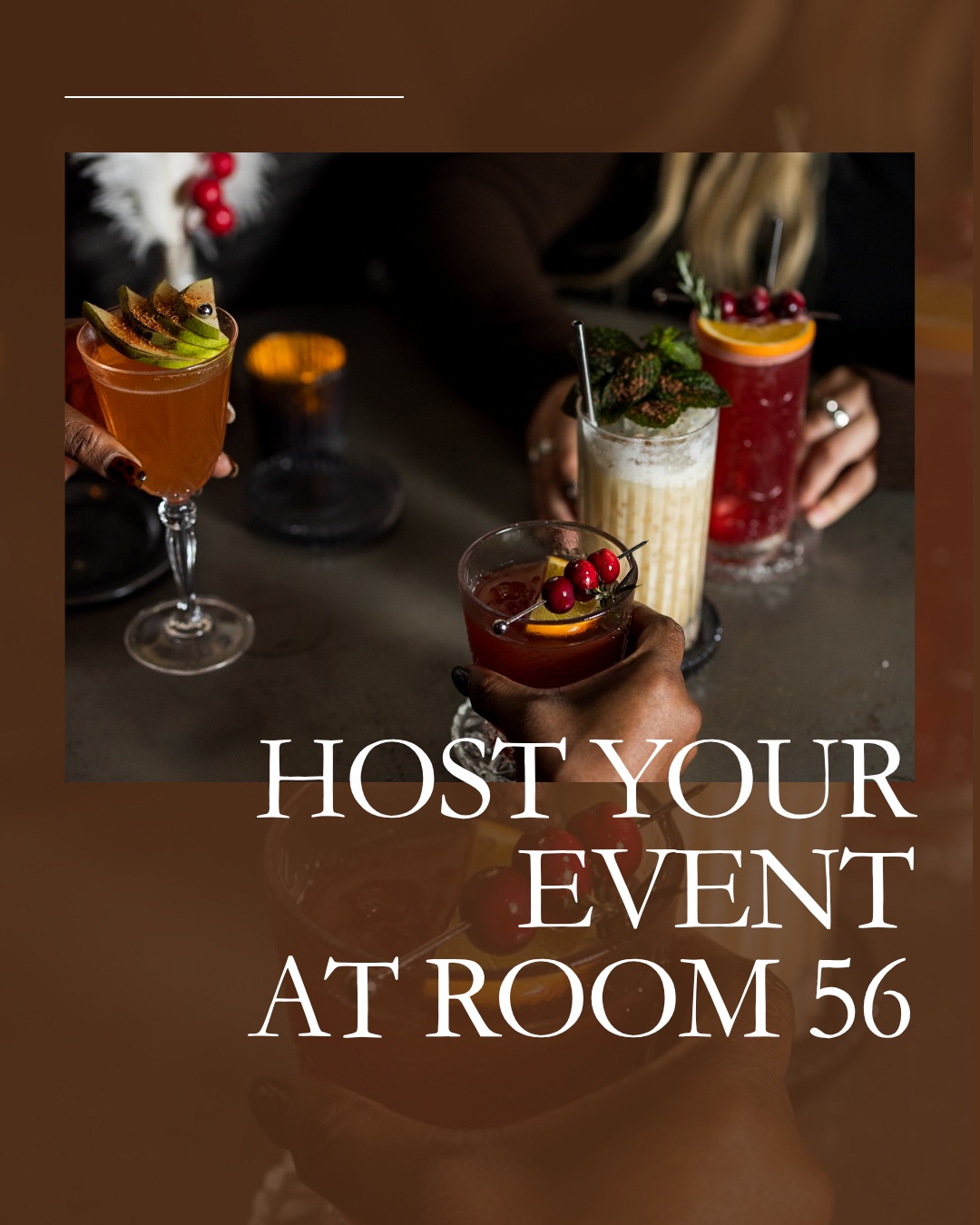 An intimate setting. Thoughtfully crafted cocktails. A space worth gathering for. 🥂 Host your next event at Room 56, where speakeasy charm meets curated bites and cocktails. From private celebrations to cocktail receptions, our space offers a distinctive setting for your next gathering. For inquiries, contact our Sales Manager at cishoey@ih-copr.com.